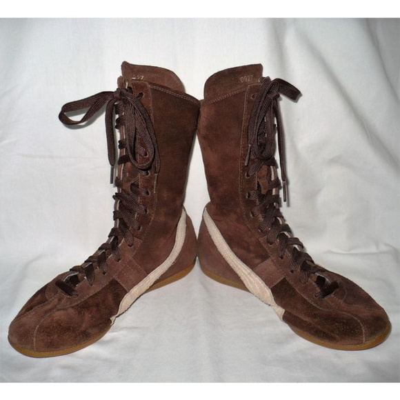 Puma LIMITED EDITION 2004 Olympics "RING"  Brown Suede Boxing Boots Size 6 RARE! - Picture 2 of 8